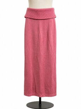 Paralia Swim Pink Knit Maxi Skirt Fold Over Waist L